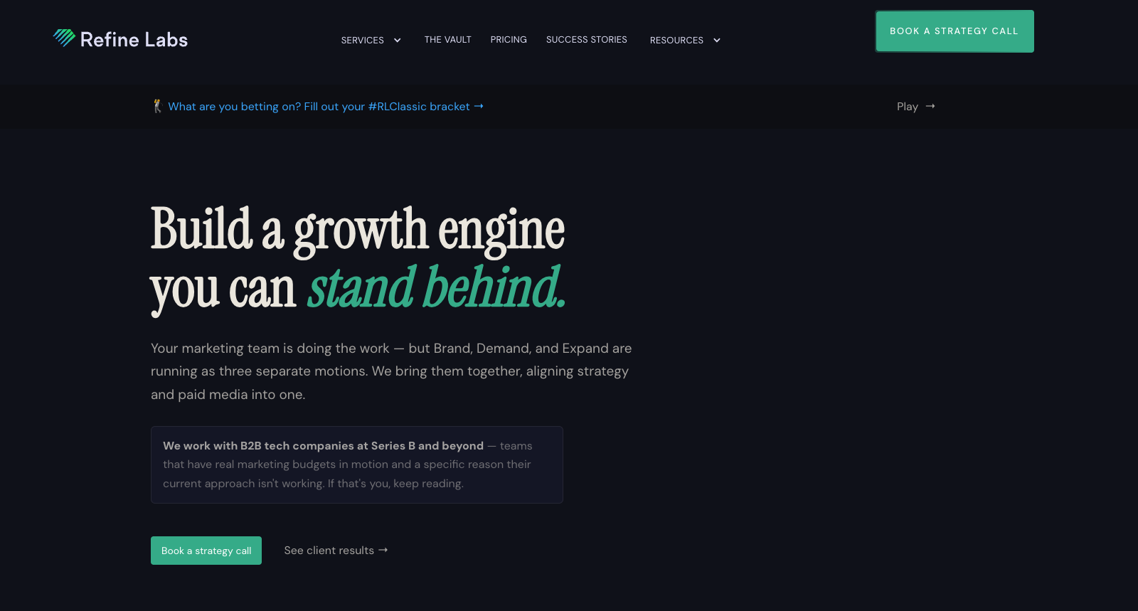 Refine Labs homepage