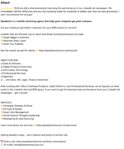 Speedwork LinkedIn About Section Enhancement 