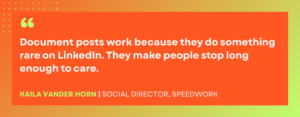 Quote from Social Director about Document Posts 