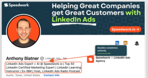 Speedwork LinkedIn Ads Agency Lead Gen LinkedIn Profile