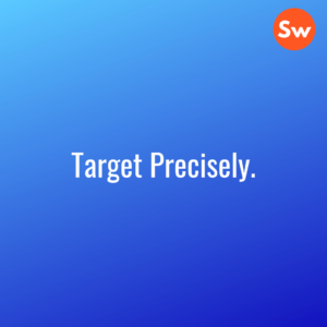 target precisely in white text on blue background with Speedwork logo