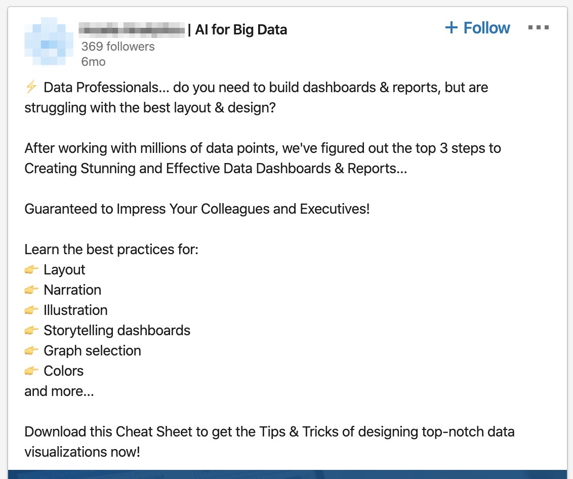 good linkedin ad example using bullet points and emojis