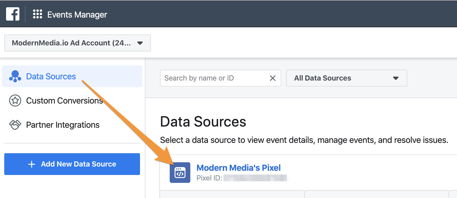 facebook data sources pixel