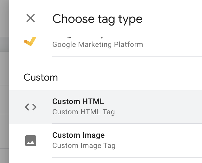 google tag manager custom html
