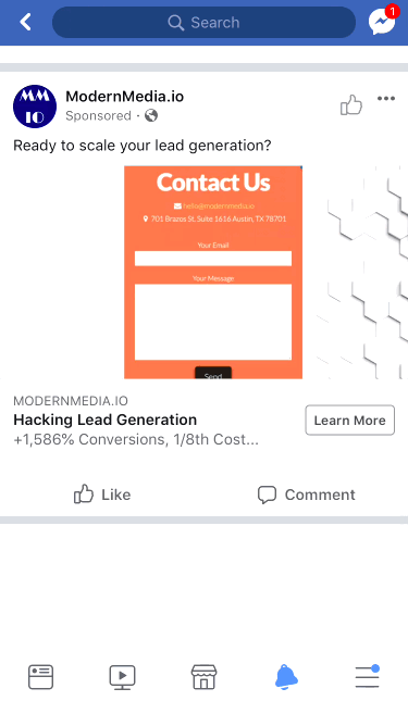 Animation of Facebook Lead Ad Forms in Action