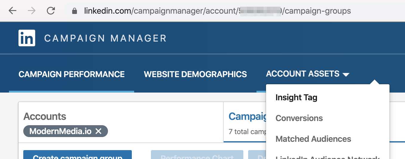 linkedin account assets insight tag opt
