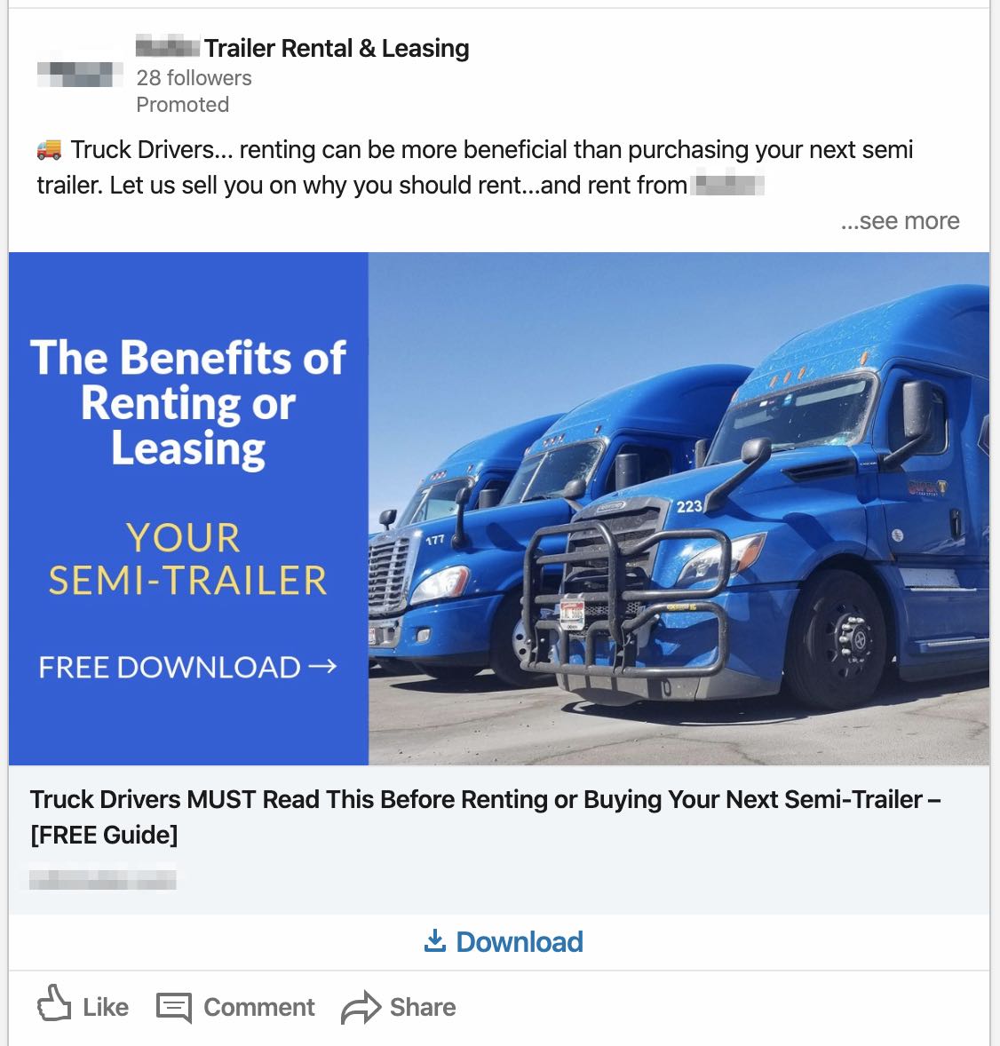 linkedin ad example trucks Speedwork