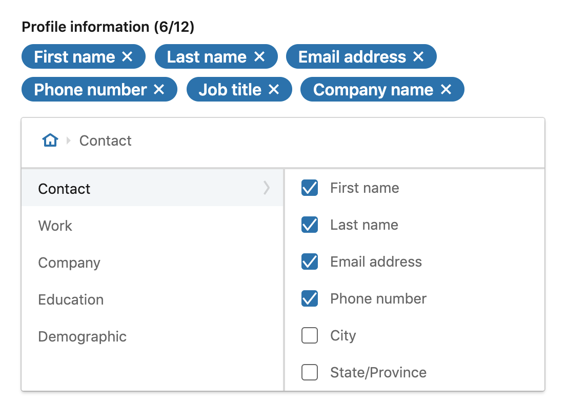 Profile info available in LI Lead Forms 