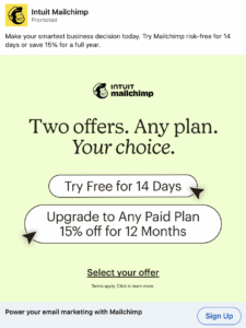 Mailchimp LinkedIn ad