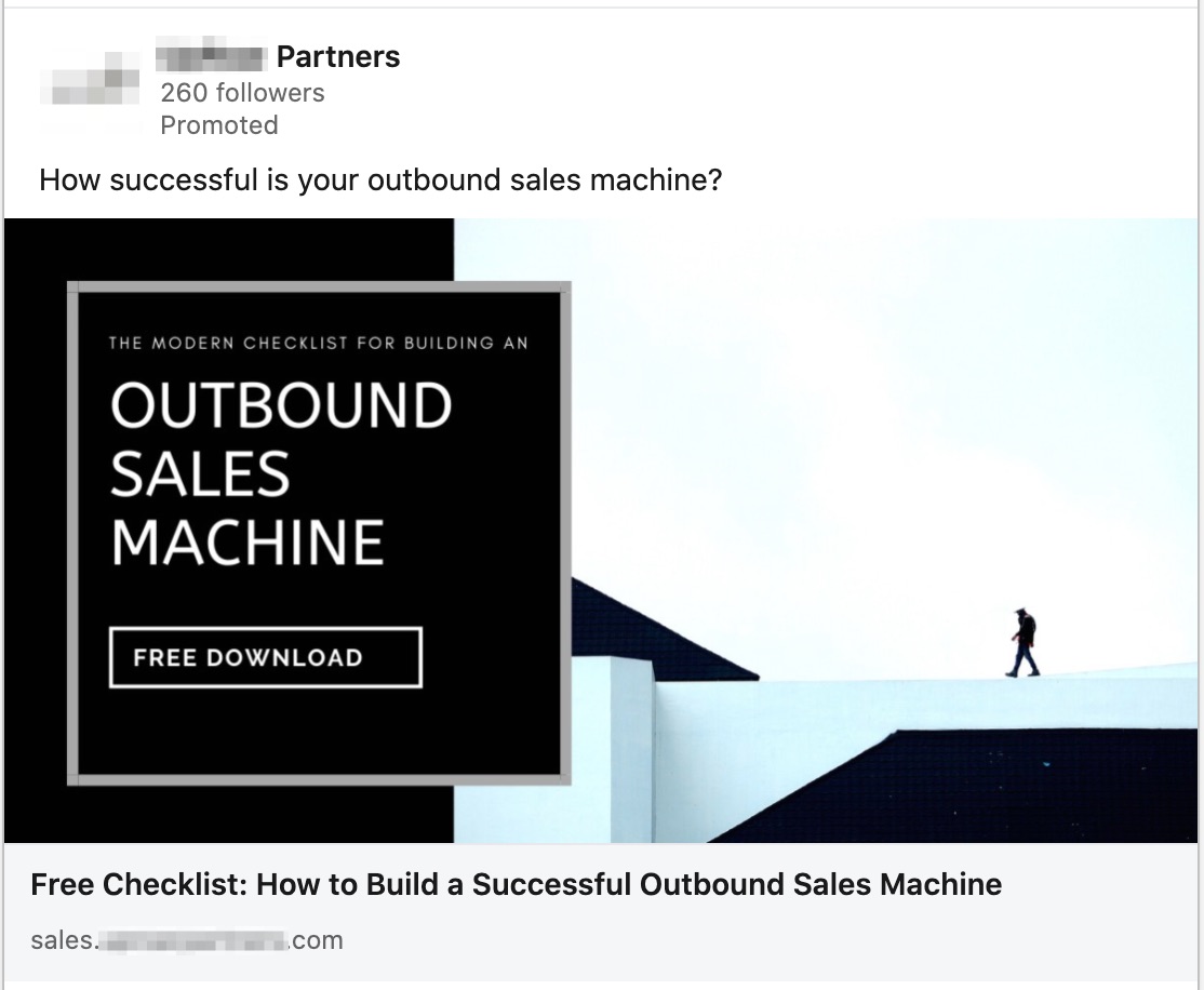 linkedin advertisement for outsourced B2B sales organization