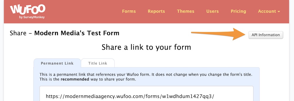 wufoo share api information button